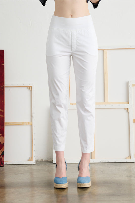 Stretch Satin Chino Trousers with Comfort Waist - Front