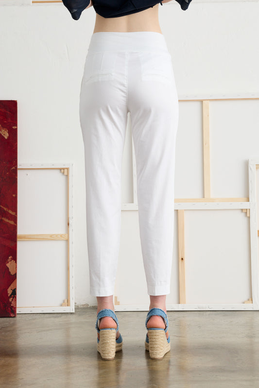 Stretch Satin Chino Trousers with Comfort Waist - Back