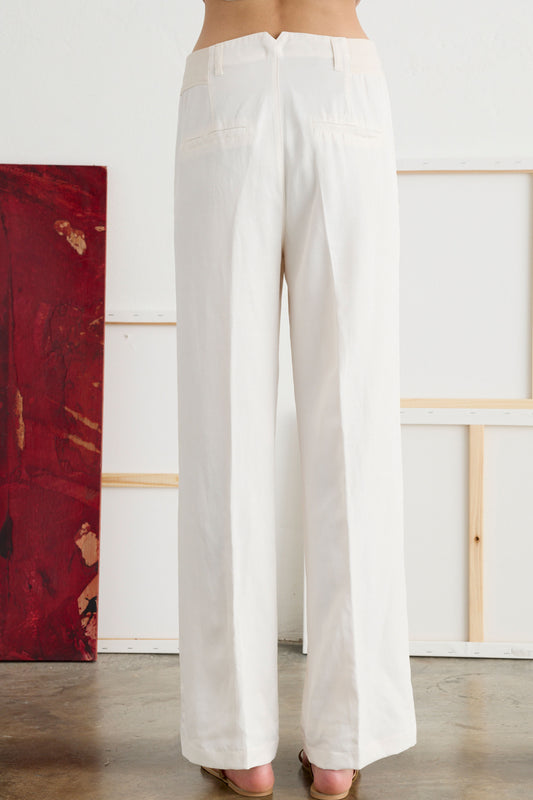 Wide Leg Linen Viscose Pants - Back