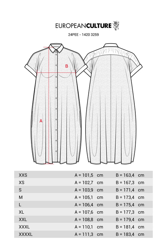Shirt Dress Stretch Poplin Cotton - Size