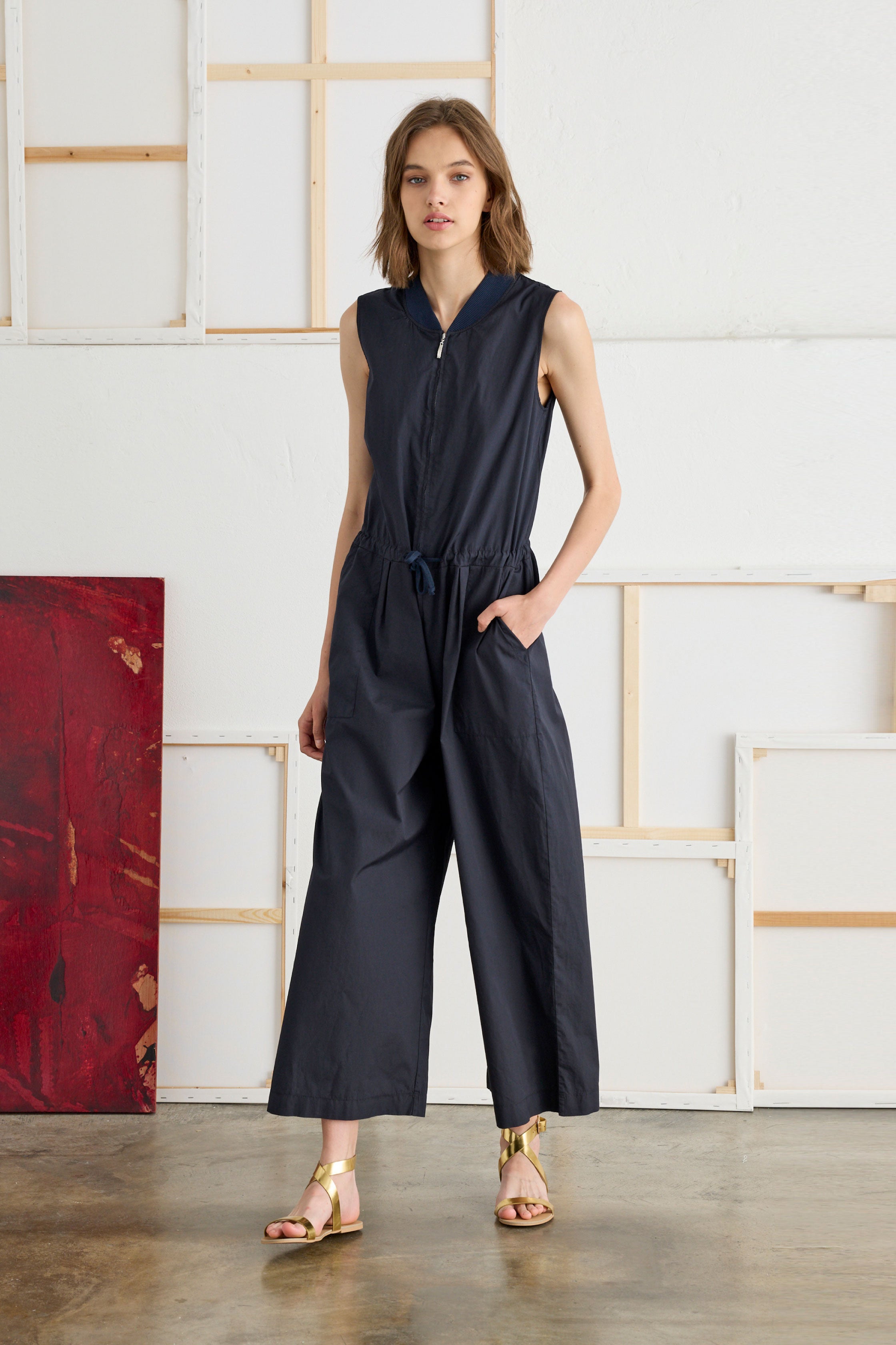 Midi Jumpsuit with Zip Grament Dyed 19E0 3183 European Culture