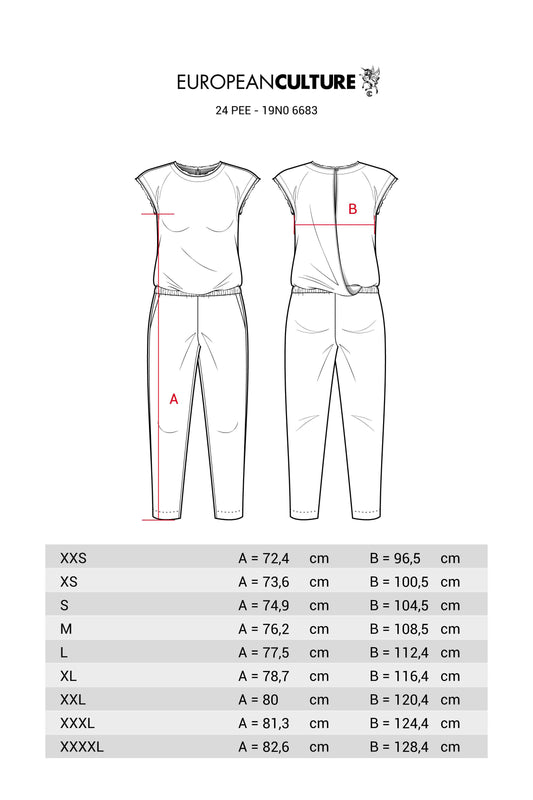 Short-Sleeved Cupro Jumpsuit with Elastic Waistband - Size