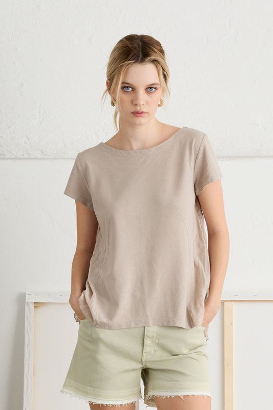 Asymmetrical T-Shirt with Back Fills - Front