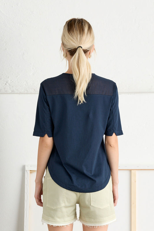 T-Shirt with Sheer Muslin Inserts - Back