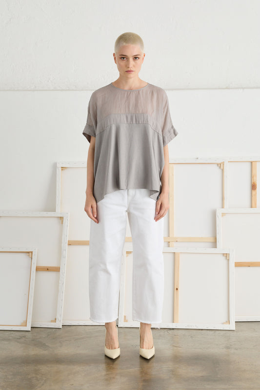 Wide T-Shirt with Side Slits Garment - Fit
