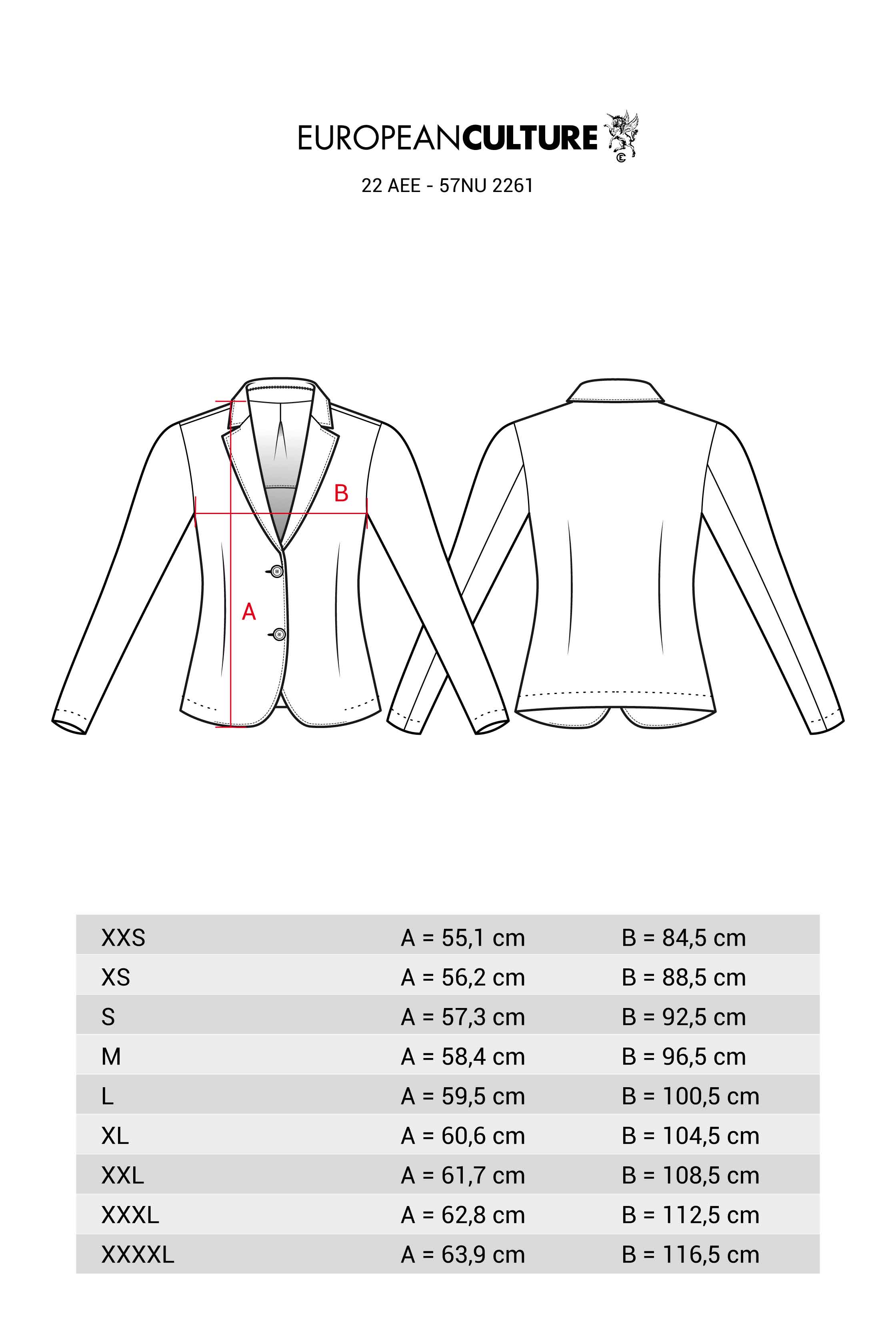 European 2025 blazer sizes