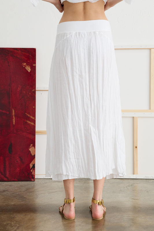 Midi Skirt with Flounces Garment-Dyed - Back