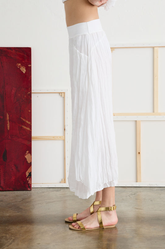 Midi Skirt with Flounces Garment-Dyed - Side